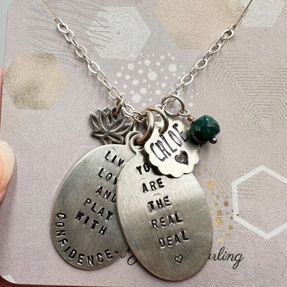 Sterling Silver Womans Necklace "Chloe" Inspirational Pendant Unique Gift Idea - Picture 2 of 2